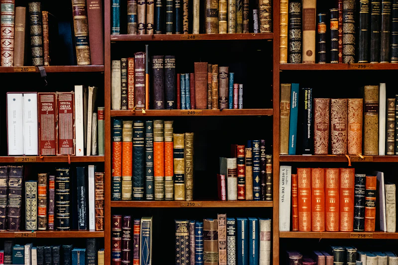 Acervo de livros em biblioteca, imagem ilustrativa de estudo jurídico